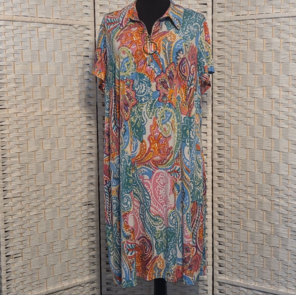 Colorful Paisley Print Women's Dress Size 2X